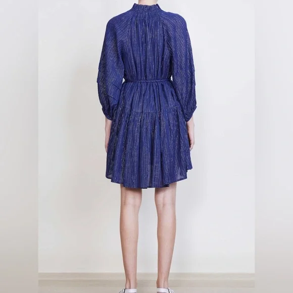 Apiece Apart Laguna mini dress in silver lurex stripes size M - Picture 2 of 13